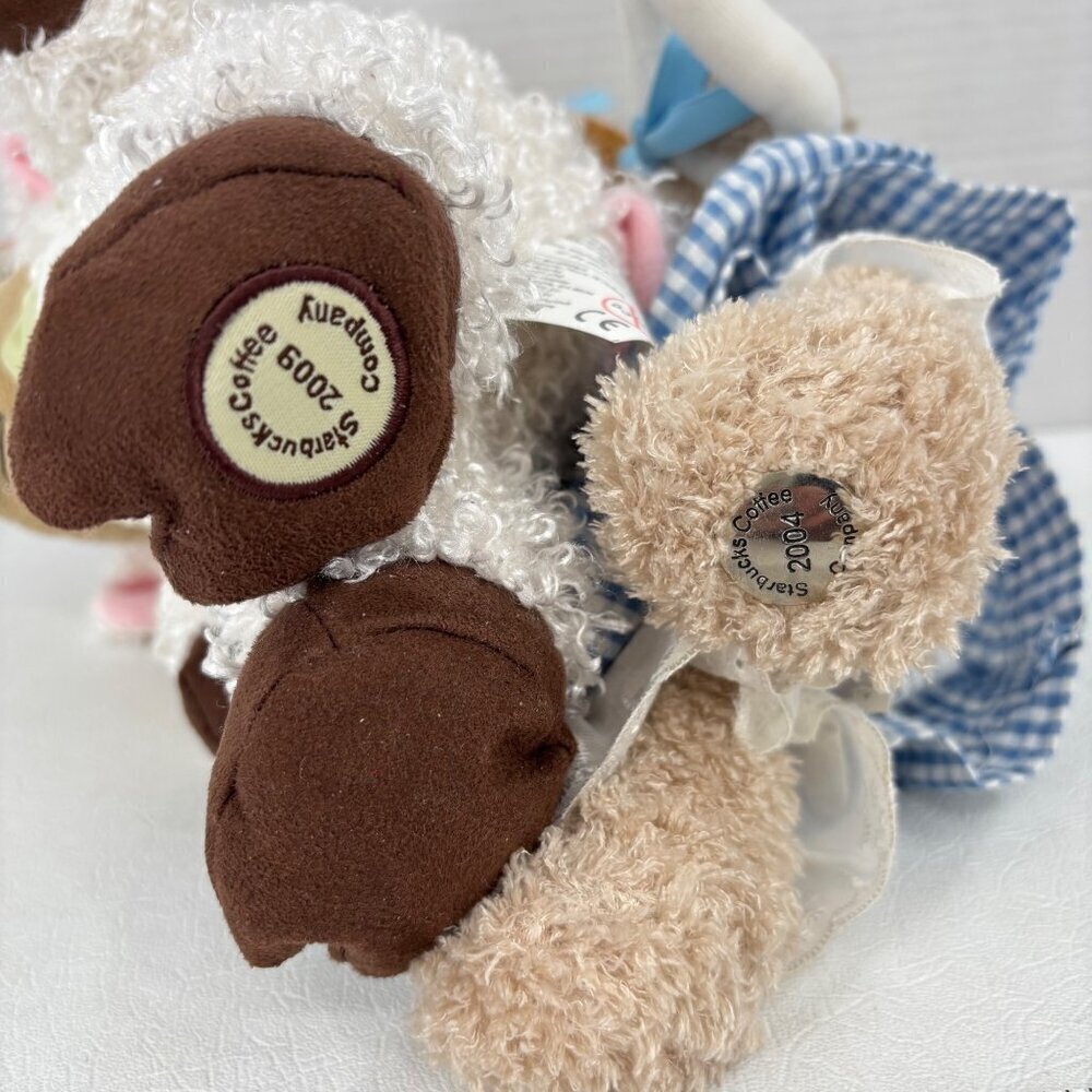 Starbucks Bearista Bears 3 Plush Lil Bo Peep Straw Hat Sheep Costume Mini Lamb - Picture 3 of 12
